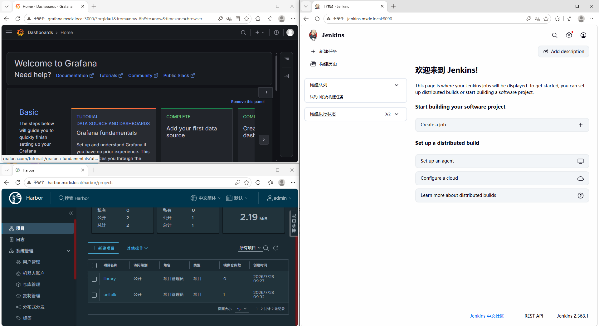Grafana / Jenkins / Harbor 三服务域名访问