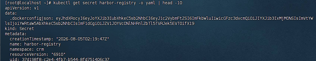Secret harbor-registry dockerconfigjson